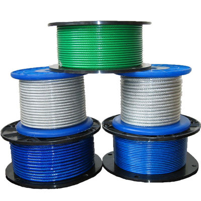 سعر جيد مباشرة من 5/32 بوصة إلى 7/16 بوصة حبل كابل فولاذي مغلف بـ PVC 7x7 / 7x19 فولاذ الكربون الصف الطول 100-2000m الانترنت