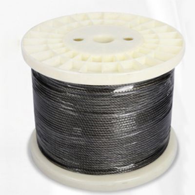 سعر جيد 7x7 بناء سلك الفولاذ المقاوم للصدأ الحبل الحاجز كابل 200FT الأسود T316 كابل الطائرات للسكك الحديدية السلم الانترنت