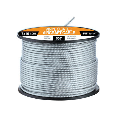 سعر جيد قوة عالية 1770MPa 7x19 كابل الطائرات الصلب المغلف 3/16 