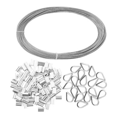 سعر جيد كابل حبل سلكي من الفولاذ المقاوم للصدأ المجلفن 1/16 بوصة مع أكمام تجعيد ألومنيوم وحلقات قياسية AiSi الانترنت