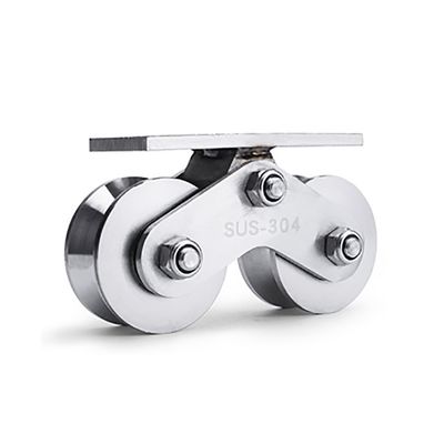 سعر جيد V Groove Double Wheels 304 Stainless Steel Pulley Wheel for Heavy Duty Gate الانترنت