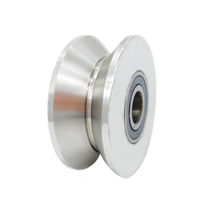بكرة أخدود على شكل حرف V من الفولاذ المقاوم للصدأ لعجلات الباب الدوارة، عجلة الباب المنزلق، بكرة شديدة التحمل
