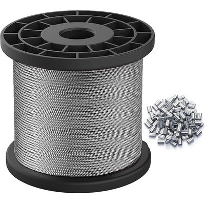 سعر جيد Stainless Steel 304 Wire Cable 7x7 Strands Core Steel Cable 328FT Aircraft Cable Sleeves Stops 1/16 7*7 Wire Rope For Outdoor الانترنت