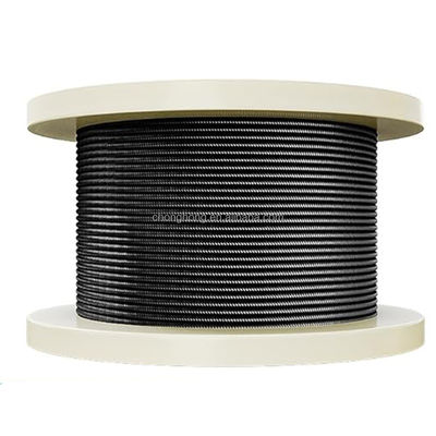 سعر جيد كابل فولاذي مقاوم للصدأ أملس 1/8 بوصة بطول 300 قدم سلك حبل أسود 316 كابل درابزين سطح السفينة 7x7 خيوط لدرابزين خارجي الانترنت