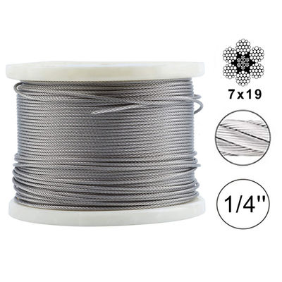 سعر جيد حبل كابل فولاذي غير مغلف بطول 250ft للأسطوانة الحاجز أجهزة مجموعات النظام الطول 250ft T316 حبل أسلاك الفولاذ المقاوم للصدأ الانترنت