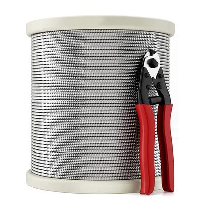 سعر جيد حبل سلكي من الفولاذ المقاوم للصدأ من النوع 316 1x19 غير مطلي، كابل فولاذي 3/16 بوصة للأسطح وأكثر الانترنت