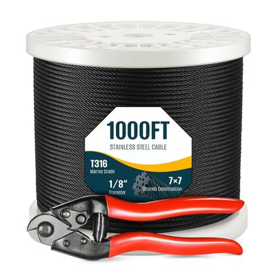 سعر جيد Standard 7x19 1x19 10mm Wire Rope 304 Stainless Steel For Balustrade Deck Rails الانترنت