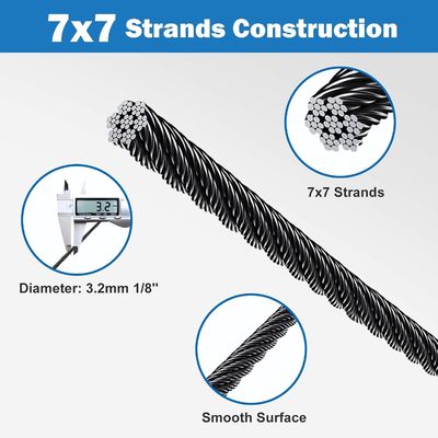 سعر جيد مجموعة أجهزة درابزين الكابلات T316 كابل الطائرات 7x7 حبلا 500 قدم 1/8