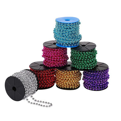 سعر جيد 2.4mm Customized Colors Plastic Ball Chain Silver Ball Chain White Gold Ball Chain With Customization Length And OEM الانترنت