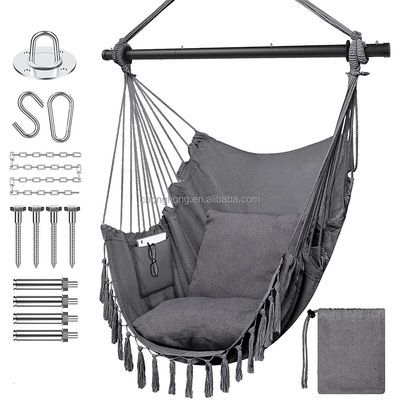 سعر جيد 100*130cm 320g Polyester-cotton Hanging Rope Swing Hammock With Two Pillows الانترنت