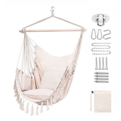 سعر جيد كرسي معلق حديقة في الهواء الطلق أرجوحة تخييم مع كرسي أرجوحة خشبي بوهو أرجوحة الانترنت