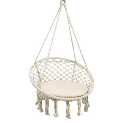 سعر جيد Round Hanging Hammock Outdoor Garden Cotton Rope Macrame Fringe Patio Swing Hammock Chair Pet Hammock الانترنت