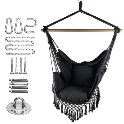 سعر جيد 100*130cm 320g Polyester-cotton Hanging Rope Swing Hammock With Two Pillows الانترنت