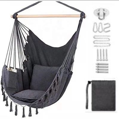 سعر جيد 100*130cm 320g Polyester-cotton Hanging Rope Swing Hammock With Two Pillows الانترنت