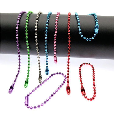 سعر جيد Colorful 120mm Long Mixed Color Metal Adjustable Antiqued Ball Chain with Bead Connector Clasp Keychain الانترنت