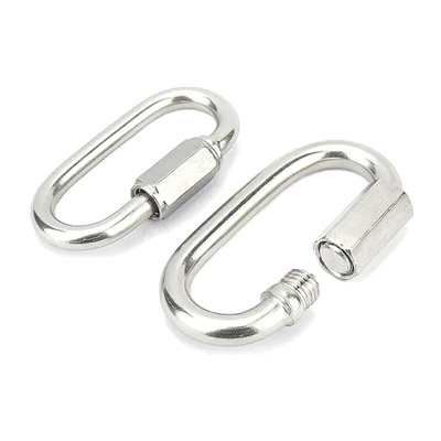 سعر جيد ألعاب الرياضة في الهواء الطلق الفولاذ المقاوم للصدأ البيضاوي Quick Link Carabiner مع الغلفانية & زنك مطلية النهاية تعديل التعبئة الانترنت