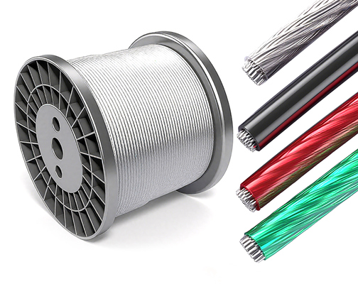 سعر جيد 7x7 / 7x19 البناء الخضراء PVC مغلفة حبل الأسلاك الفولاذية مع 5/32